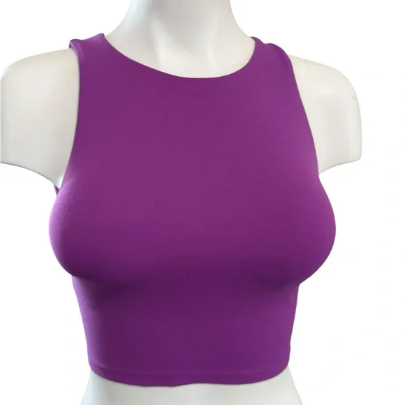 Aerie Cropped Sports Tank Top/Built in Bra-Violet, size S - Picture 2 of 6